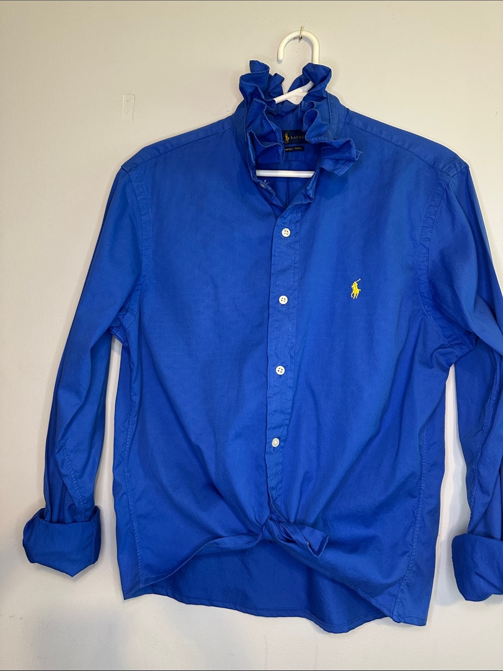 Polo by Ralph Lauren Royal Blue Ruffle collar with Yellow Pony